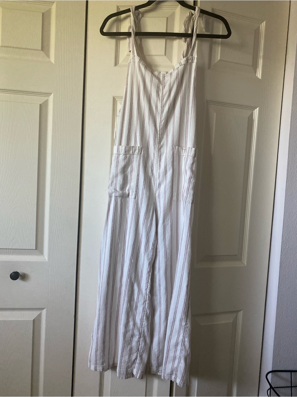 O'Neill White Striped Ankle-Length Jumpsuit